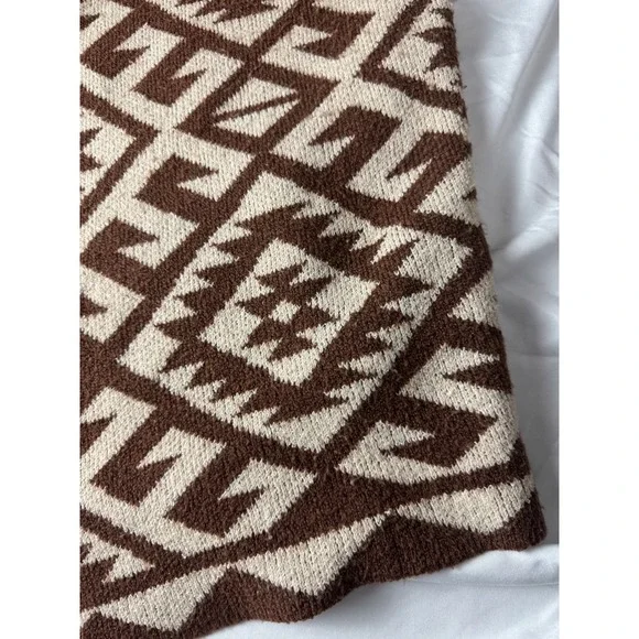 STEVE MADDEN Geometric Print Hooded Cardigan Sweater XXL Brown Cream - Picture 12 of 15